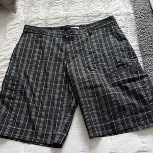 adidas Men's Dark Gray Plaid Cargo Shorts